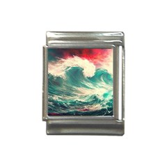 Storm Tsunami Waves Ocean Sea Nautical Nature Painting Italian Charm (13mm) by Ravend