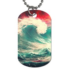 Storm Tsunami Waves Ocean Sea Nautical Nature Painting Dog Tag (one Side) by Ravend