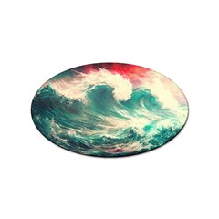 Storm Tsunami Waves Ocean Sea Nautical Nature Painting Sticker Oval (100 Pack) by Ravend