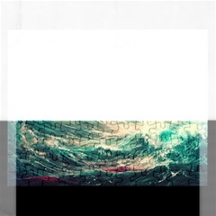 Storm Tsunami Waves Ocean Sea Nautical Nature Painting Rectangular Jigsaw Puzzl by Ravend