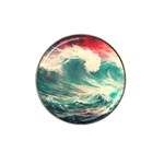 Storm Tsunami Waves Ocean Sea Nautical Nature Painting Hat Clip Ball Marker Front