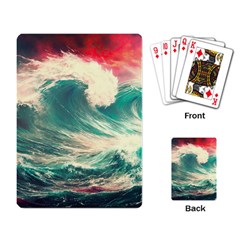 Storm Tsunami Waves Ocean Sea Nautical Nature Painting Playing Cards Single Design (rectangle)