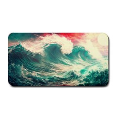 Storm Tsunami Waves Ocean Sea Nautical Nature Painting Medium Bar Mat by Ravend