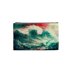 Storm Tsunami Waves Ocean Sea Nautical Nature Painting Cosmetic Bag (small) by Ravend