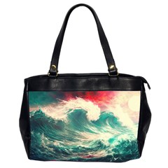 Storm Tsunami Waves Ocean Sea Nautical Nature Painting Oversize Office Handbag (2 Sides) by Ravend