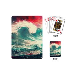 Storm Tsunami Waves Ocean Sea Nautical Nature Painting Playing Cards Single Design (mini) by Ravend