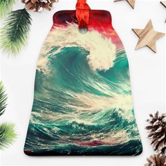 Storm Tsunami Waves Ocean Sea Nautical Nature Painting Ornament (bell) by Ravend