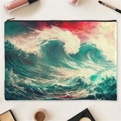 Storm Tsunami Waves Ocean Sea Nautical Nature Painting Cosmetic Bag (xxxl) by Ravend