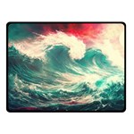 Storm Tsunami Waves Ocean Sea Nautical Nature Painting Fleece Blanket (Small) 45 x34  Blanket Front