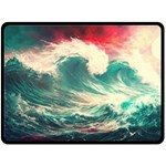 Storm Tsunami Waves Ocean Sea Nautical Nature Painting Fleece Blanket (Large) 80 x60  Blanket Front