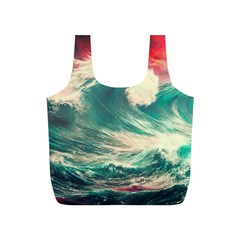 Storm Tsunami Waves Ocean Sea Nautical Nature Painting Full Print Recycle Bag (s) by Ravend