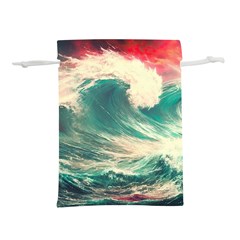 Storm Tsunami Waves Ocean Sea Nautical Nature Painting Lightweight Drawstring Pouch (m) by Ravend