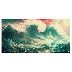 Storm Tsunami Waves Ocean Sea Nautical Nature Painting Banner And Sign 8  X 4  by Ravend