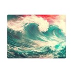 Storm Tsunami Waves Ocean Sea Nautical Nature Painting One Side Premium Plush Fleece Blanket (Mini) 35 x27  Blanket Front