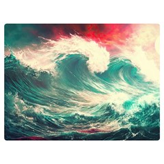 Storm Tsunami Waves Ocean Sea Nautical Nature Painting Premium Plush Fleece Blanket (extra Small)