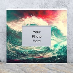 Storm Tsunami Waves Ocean Sea Nautical Nature Painting White Wall Photo Frame 5  X 7 