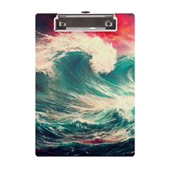 Storm Tsunami Waves Ocean Sea Nautical Nature Painting A5 Acrylic Clipboard by Ravend