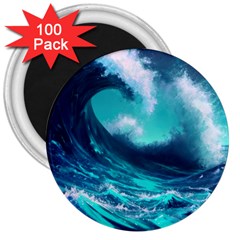 Tsunami Tidal Wave Ocean Waves Sea Nature Water 3  Magnets (100 Pack) by Ravend