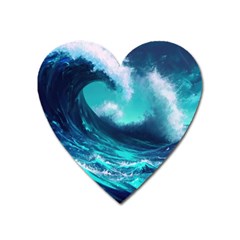 Tsunami Tidal Wave Ocean Waves Sea Nature Water Heart Magnet by Ravend