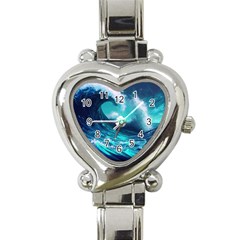 Tsunami Tidal Wave Ocean Waves Sea Nature Water Heart Italian Charm Watch by Ravend