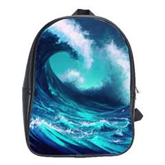 Tsunami Tidal Wave Ocean Waves Sea Nature Water School Bag (large) by Ravend