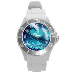 Tsunami Tidal Wave Ocean Waves Sea Nature Water Round Plastic Sport Watch (l) by Ravend