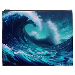 Tsunami Tidal Wave Ocean Waves Sea Nature Water Cosmetic Bag (xxxl) by Ravend