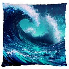 Tsunami Tidal Wave Ocean Waves Sea Nature Water Large Premium Plush Fleece Cushion Case (one Side) by Ravend