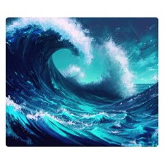 Tsunami Tidal Wave Ocean Waves Sea Nature Water Premium Plush Fleece Blanket (small) by Ravend