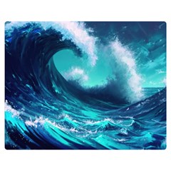 Tsunami Tidal Wave Ocean Waves Sea Nature Water Premium Plush Fleece Blanket (medium) by Ravend