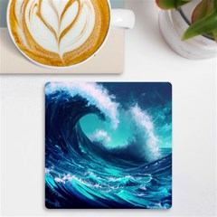 Tsunami Tidal Wave Ocean Waves Sea Nature Water Uv Print Square Tile Coaster  by Ravend