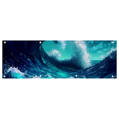 Tsunami Tidal Wave Ocean Waves Sea Nature Water Banner And Sign 9  X 3  by Ravend