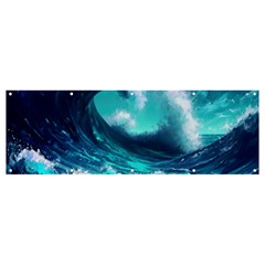 Tsunami Tidal Wave Ocean Waves Sea Nature Water Banner And Sign 12  X 4  by Ravend