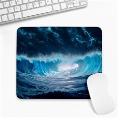 Thunderstorm Storm Tsunami Waves Ocean Sea Large Mousepad by Ravend