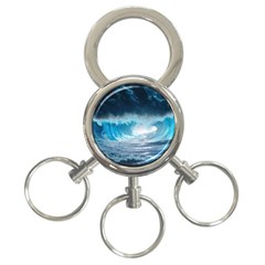 Thunderstorm Storm Tsunami Waves Ocean Sea 3-ring Key Chain by Ravend