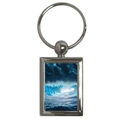 Thunderstorm Storm Tsunami Waves Ocean Sea Key Chain (rectangle) by Ravend