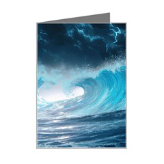 Thunderstorm Storm Tsunami Waves Ocean Sea Mini Greeting Card by Ravend