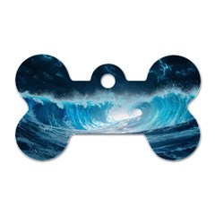 Thunderstorm Storm Tsunami Waves Ocean Sea Dog Tag Bone (two Sides) by Ravend