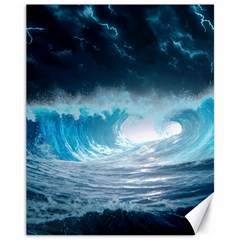 Thunderstorm Storm Tsunami Waves Ocean Sea Canvas 11  X 14  by Ravend