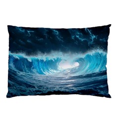 Thunderstorm Storm Tsunami Waves Ocean Sea Pillow Case by Ravend