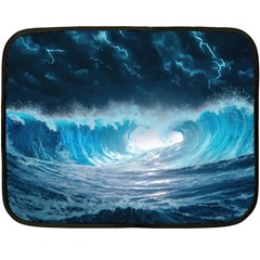 Thunderstorm Storm Tsunami Waves Ocean Sea Fleece Blanket (mini) by Ravend