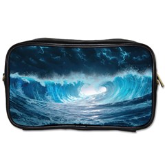 Thunderstorm Storm Tsunami Waves Ocean Sea Toiletries Bag (one Side) by Ravend