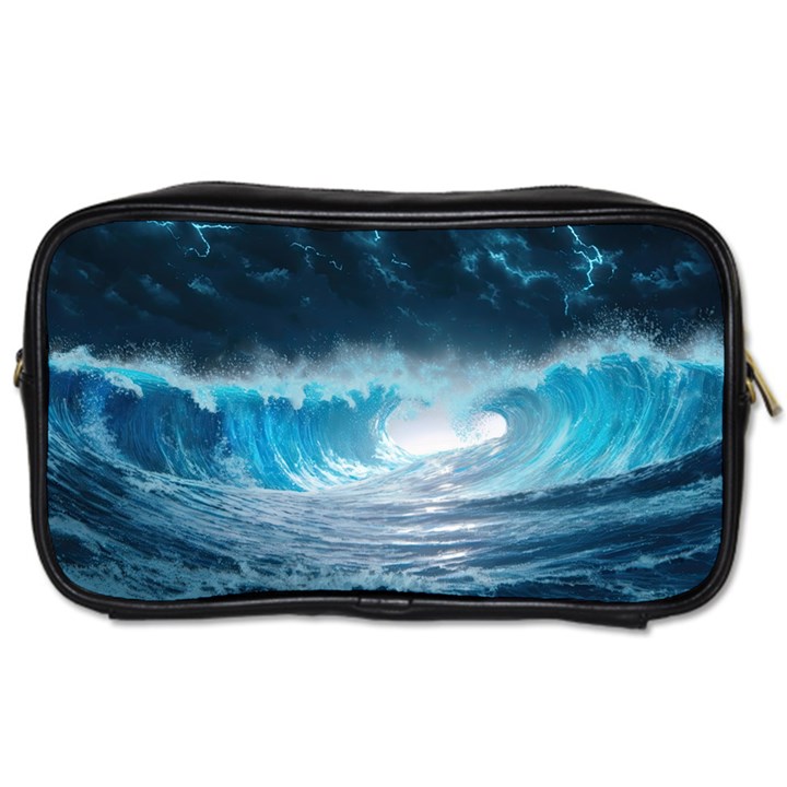 Thunderstorm Storm Tsunami Waves Ocean Sea Toiletries Bag (One Side)