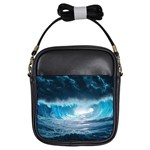 Thunderstorm Storm Tsunami Waves Ocean Sea Girls Sling Bag Front