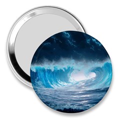 Thunderstorm Storm Tsunami Waves Ocean Sea 3  Handbag Mirrors by Ravend