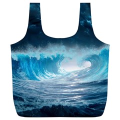 Thunderstorm Storm Tsunami Waves Ocean Sea Full Print Recycle Bag (xl) by Ravend