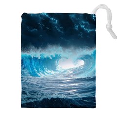 Thunderstorm Storm Tsunami Waves Ocean Sea Drawstring Pouch (5xl) by Ravend