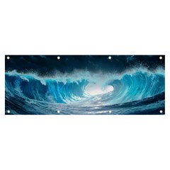 Thunderstorm Storm Tsunami Waves Ocean Sea Banner And Sign 8  X 3  by Ravend