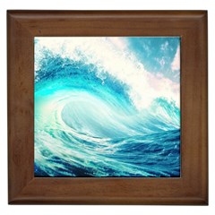 Tsunami Waves Ocean Sea Nautical Nature Water Nature Framed Tile by Ravend