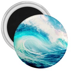 Tsunami Waves Ocean Sea Nautical Nature Water Nature 3  Magnets by Ravend